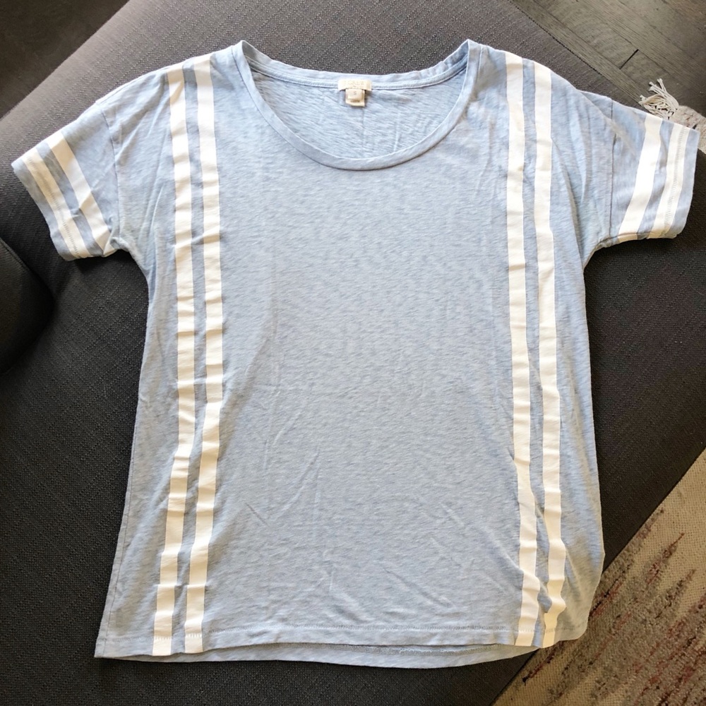 J. CREW heather blue crew t-shirt white stripes